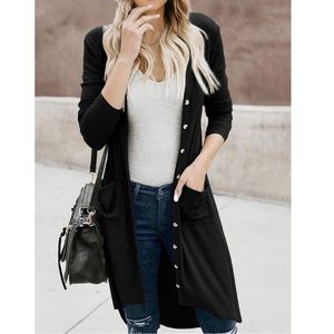 Black Rib Knit Midi Cardigan Size Small S Ribbed Open Sweater Long Button Down